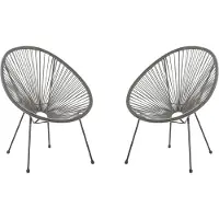 Beliani ACAPULCO II - Tuinstoel set van 2 - Donkergrijs - PE rotan