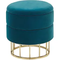 Beliani ELGIN - Poef - Blauw - 37 cm - Fluweel