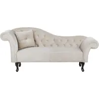 Beliani LATTES - Chaise longue - Beige - Linkerzijde - Fluweel