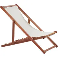 Beliani ANZIO - Tuinligstoel-Donkere houtkleur-Polyester, Acaciahout