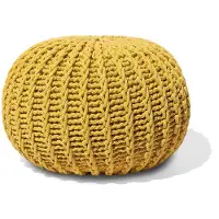 Beliani CONRAD - Poef - Geel - 50 cm - Katoen