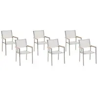 Beliani GROSSETO - Eetkamerstoel-Wit-RVS