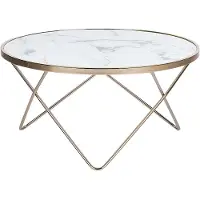 Beliani MERIDIAN II - Salontafel - Wit/Goud - Veiligheidsglas