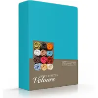 Romanette Hoeslaken Petrol (Velours)-Lits-Jumeaux (160/180 x 200/210/220 cm)