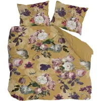 Byrklund Dekbedovertrek Flowers United Okergeel Katoen-140 x 200 / 220 cm | 1-Persoons