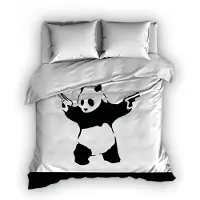 Satin d'or Dekbedovertrek Satin D'or Panda Wit Zwart Satijn