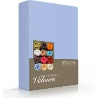 Romanette Hoeslaken Bleu (Velours)-Lits-Jumeaux (160/180 x 200/210/220 cm)