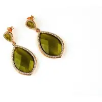 Sophie model Markies oorringen in zilver roze verguld kaki steen en cubic zirconia