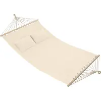 TecTake 2 persoons hangmat Eden berkenhout stokken Beige