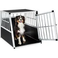TecTake Single Hondenbench - Zwart/Zilver - 90 x 66 x 69,5 cm
