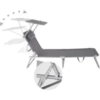 TecTake - Zonnestoel Chloe - set van 2 ligbedden - grijs - 403414