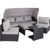 TecTake - Wicker loungeset loungebank tuinset San Marino - zwart - 403426