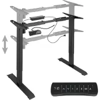 TecTake - elektrisch Zit Sta Bureau - Tafelframe Piotr zwart - verstelbaar - memory functie - 402999