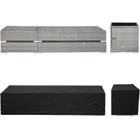 TecTake 2 luxe wicker ligbedden met tafel - incl. beschermhoes - lichtgrijs - 403770