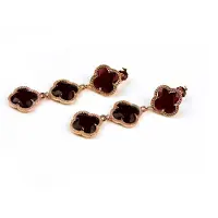 Sophie model 3 Fiori oorringen in zilver roze verguld 3 klavers rood