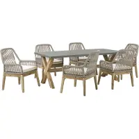 Beliani OLBIA - Tuinset voor 6 - Grijs/Beige - Vezelcement