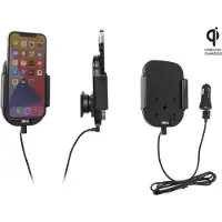 Brodit houder geschikt voor Apple iPhone 12 Pro Max Qi Wireless Actieve verstelbare houder met 12V USB plug
