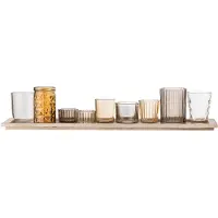 Bloomingville Sanga Dienblad met Votief, Bruin, Glas