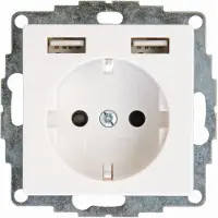 Kopp Inbouwstopcontact Athenis 1-polig Randaarde + 2 Usb Wit Ip20