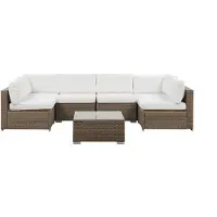 Beliani BELVEDERE - Loungeset voor 6 - Bruin/Wit - PE rotan