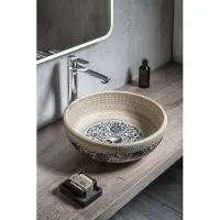 Sapho Priori keramische decoratie waskom 42cm beige met blauwe details