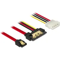 DeLOCK SATA naar SATA data- en Molex voedingskabel - SATA600 - 6 Gbit/s / rood - 0,30 meter