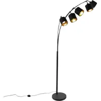 TRIO REALITY TOMMY Vloerlamp - Zwart - goudkleur - excl.5xE14 - IP20 - H200cm