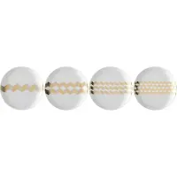 LSA International Chevron Theebord ø 16 cm Set van 4 Stuks - Goud / Porselein