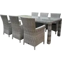 AVH-Collectie Capri Bergamo dining tuinset 240x100xH75 cm 7-delig wit