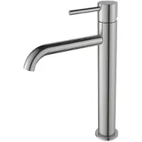Regn Wastafelkraan Highriser Met Coldstart - Geborsteld Nikkel PVD - Zonder Waste - Messing - Kranen, Wastafelkranen, Opbouw Wastafelkranen
