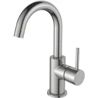 Regn Wastafelkraan Hoog Met Gebogen Uitloop - Geborsteld Nikkel PVD - Zonder Waste - Messing - Kranen, Wastafelkranen, Opbouw Wastafelkranen