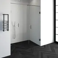 Brauer Void nisdeur 2-delig helder glas 160x200 omkeerbaar met draaideur 70 aan muur incl. glascoating chroom