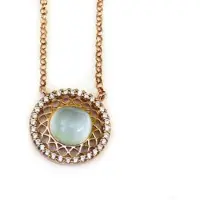 Sophie model Vintage rond collier in zilver roze verguld lichtblauw