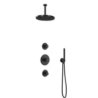 Hotbath Cobber IBS20 inbouw regendoucheset met staafhanddouche aan houder en 30cm ronde hoofddouche aan 15cm plafondarm chroom
