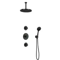 Hotbath Cobber IBS20 Inbouw Doucheset - 3-standen Handdouche - 30cm Hoofddouche - 15cm Plafondbuis - Wandsteun - Chroom - Messing - Kranen, - Kranen, Douchekranen, Douchesets, Inbouw douchesets