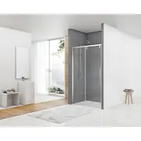 Van Rijn Products ST06300 Nisdeur Met Vast Deel 180 X 200cm Helder Glas Chroom - Veiligheidsglas - Douche, Douchedeuren