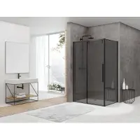 Van Rijn Products ST06350 Douchecabine Schuifdeur Zij-instap - 180x90cm - Rookglas - Zwart - Veiligheidsglas - Douche, Douchecabines