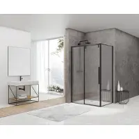 Van Rijn Products ST06350 Douchecabine Schuifdeur Zij-instap - 160x100cm - Helder Glas - Zwart - Veiligheidsglas - Douche, Douchecabines