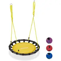 Relaxdays Nestschommel - ronde schommel - 80 cm - kinderschommel - schommel buiten - geel