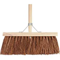 Talentools Bezem 37 cm breed natuurvezel haren 140 cm steel Talen Tools
