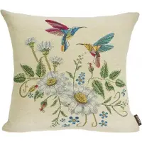 Emme Kussenhoes - Kolibrie - Bloemen - creme kleurige achtergrond - Gobelin - Vogels