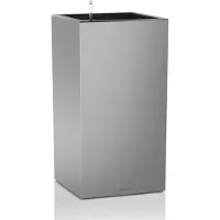 Lechuza CANTO Premium 40 high - Plantenbak - met uitneembare binnenbak - met bewateringssysteem - ALL-IN-ONE set met LECHUZA-PON - zilver metallic
