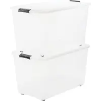 Iris Topbox Opbergbox - 70L - Kunststof - Met wielen - Transparant - Set van 2