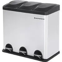 Vasagle Trend24 Duo prullenbak - Prullenbak afvalscheiding - Afvalbak - Afvalbak afvalscheiding - 60,5 x 34 x 56,5 cm - RVS - 54 liter - Zilver - Zwart