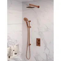 Brauer Copper Edition complete inbouw regendouche met 3 standen handdouche, rechte wandarm, glijstang en hoofddouche 20cm set 43 koper geborsteld PVD