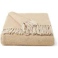 Malagoon Beige Structure Recycled Wool Plaid 125 x 150 cm
