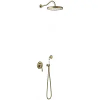 Tres Clasic inbouw regendouche 31cm met handdouche wandmontage mat verouderd messing