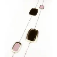 Sophie Zilveren halsketting halssnoer collier Model Color Power gezet met roze en bruine stenen