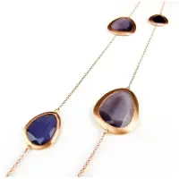 Sophie Zilveren halsketting halssnoer collier roos goud verguld Model Playfull Colors gezet met paars en lila stenen