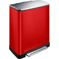 EKO - E-Cube recycling pedaalemmer 28+18 ltr, EKO - Stainless steel Plastic - rood, mat RVS
